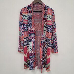 Milana Womens Artsy Open Front Duster Cardigan Size S Pink Boho Hippie Festival